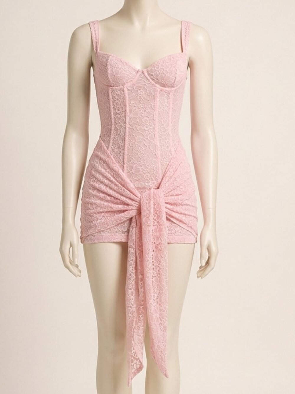 Hawthaw Pink Tank Mini Dress M V-Neck Spaghetti Strap Sleeveless